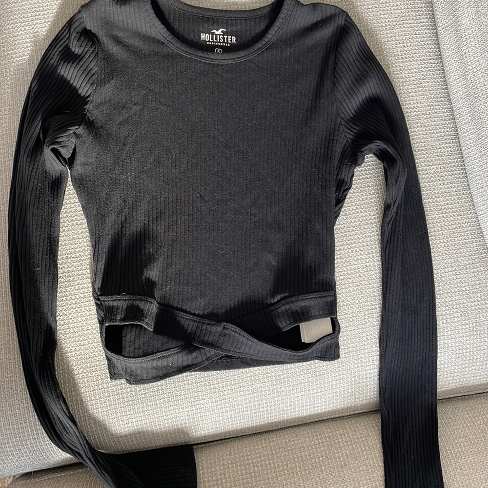 Hollister black long sleeve with cutouts
